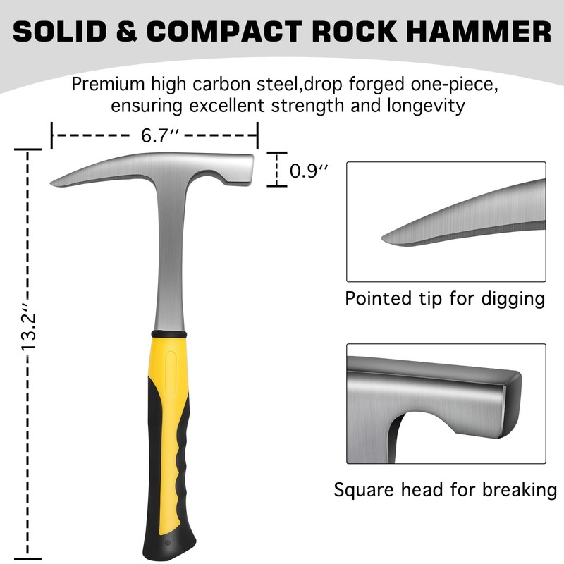 6 Pcs Rock Hammer Geology Starter Kit - 32 oz