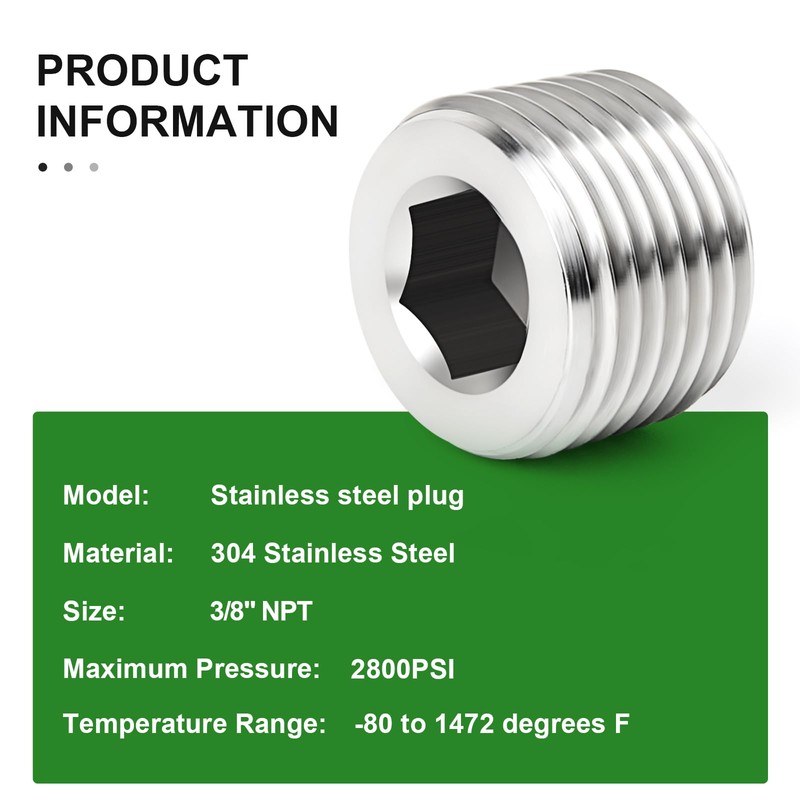 TAISHER 20PCS 304 Stainless Steel Internal Hex Thread Socket Pipe