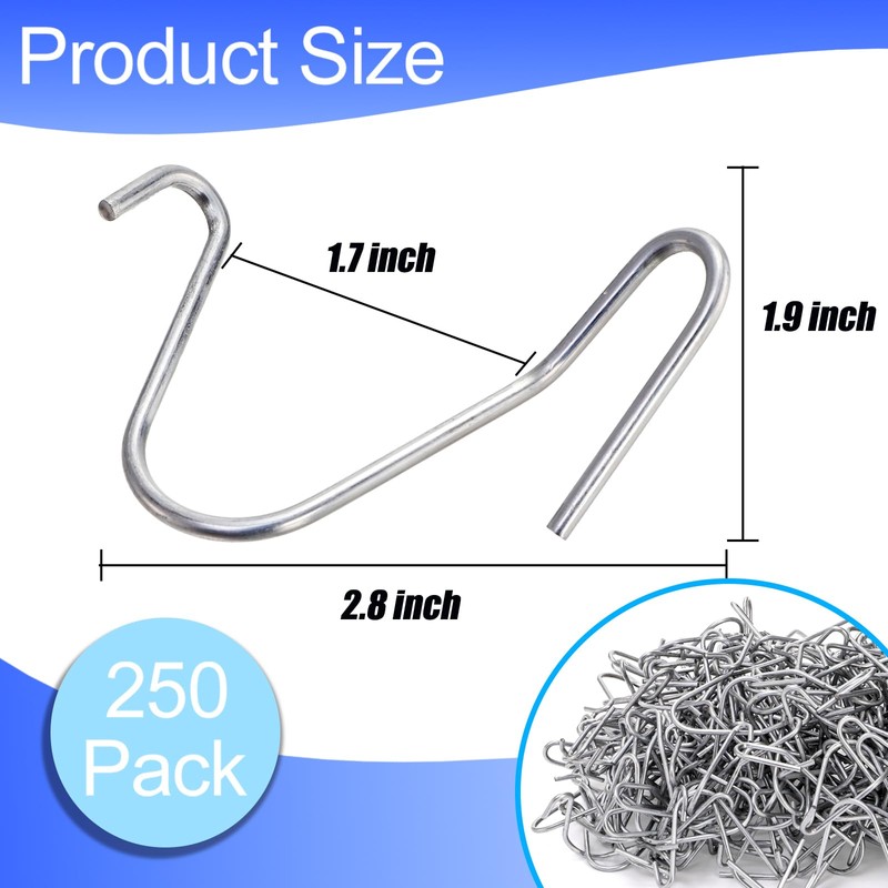 ZENFUN 250 Pcs T-Post Wire Clip Galvanized Steel Fence Clips,