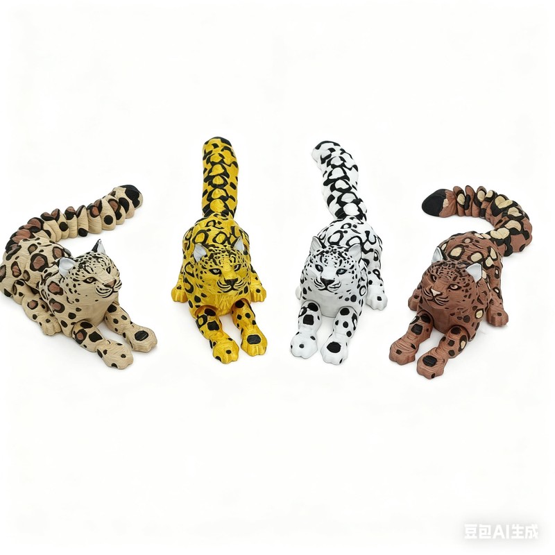 QINGMIAO 8.3 Inch 3D Printed Animals Snow Leopard Realistic, 3D