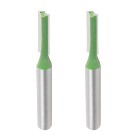 Aopin Router Bit 3/16" Cutting Dia 6mm Shank Dia Double Flute Straight Bit Carbide for Woodworking Milling Cutter Tool, Green, Silver, 2Pcs
