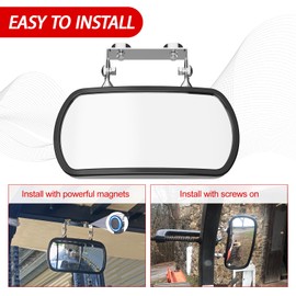 Lifronkit Magnetic Tractor Mirror, Rearview and Side Mirrors for Tractors, Forklifts, Golf Cart, Fit for John Deere, Kubota, Convex Mirror with U-Bracket, Screw-on or Magnets Installation,no Vibration