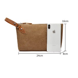 Whatna 8651# Thick Canvas x Leather, Mini Second Bag, Men's, Clutch Bag, Small, Makeup Bag, Casual, Formal, Ceremonial Occasions, Weddings, Handheld, Men's, Pouch Bag, 8651#blue