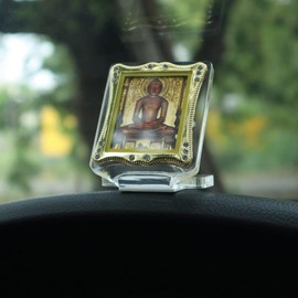Shoppersduniya Gold Plated Jain Namokar Mantra Car Dashboard Showpiece Décor Home Decorative