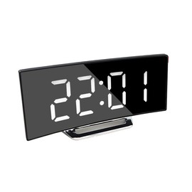 Digital Alarm Clock Bedside,Portable LED Alarm Clock with USB Port,7" Curved Screen, Snooze Nightlight, Loud Alarm, Kids Clocks for Bedroom,Non-Ticking Clock