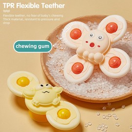 EFUQAN 4 PCS Baby Spinner Toys with Suction Cup, Ocean Sensory Toys for Toddlers 1-3, Montessori Bath, High Chair & Car Window Toys, Learning Gifts for Hand-Eye Coordination