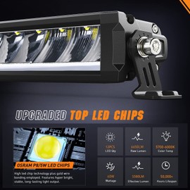 Nilight 15.5 Inch Single Row LED Light Bar 60W 6650LM Anti-Glare Flood Spot Combo DRL Offroad Slim Light Bar IP68 w/ 16AWG DT Wiring Kit for Pickup Truck SUV ATV UTV Boat 4x4 Jeep