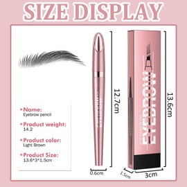 2025 Magic Eyebrow Pencil, 3D Microblading, with 4 Fork Tips, Waterproof Eyebrow Pencil, Long-Lasting Magic Brow Pencil, Creates Effortless Natural Looking Brows, Black