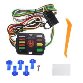 INFINAUTO Powered 3-to-2 Wire Splice-in Trailer Tail Light Converter, Vehicle 4-Pin Wiring Harness Multi-Function W/ 10-amp Fuse Black, 1 Set