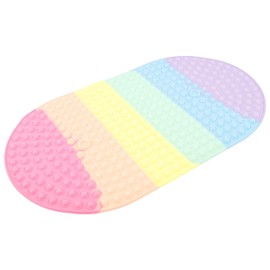 Baby & Toddler Bath Mat for Tub, Oval Shape Colorful Silicone Bathtub Mat, Heat Resistant Easy Cleaning Shower Tub Mats with Push Pop Bubbles for Bathroom Shower Room, Colorful, Oval