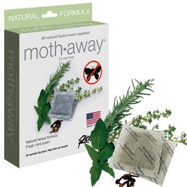 Richards Homewares Moth Away Sachets – 24-Pack Natural Herbal Moth Repellent, Non-Toxic & Chemical-Free, Fresh Scent for Drawers, Closets & Storage Bins – Made in USA