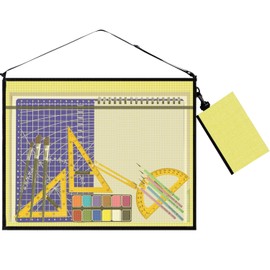 WISEPRO A2 Art Portfolio Bag, Waterproof Plastic Wallets Poster Organizer Portfolio Case for Back to School Supplies, Artworks, Drawing Pads Supplies, Charts and Teaching 19" x 25"(Yellow)