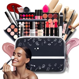 MIRAURA Kit Maquillaje Completo para Mujer Todo en Uno Paleta de Sombras de Ojos, Brillo Labial, Rubor, Base, Lápiz de Cejas y Brochas, Estuche de Maquillaje - Principiantes y Expertas en Belleza