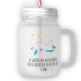 Mr. & Mrs. Panda Drinking Glass Mason Jar Unicorn Starry Sky, Premium Glass, 400 ml