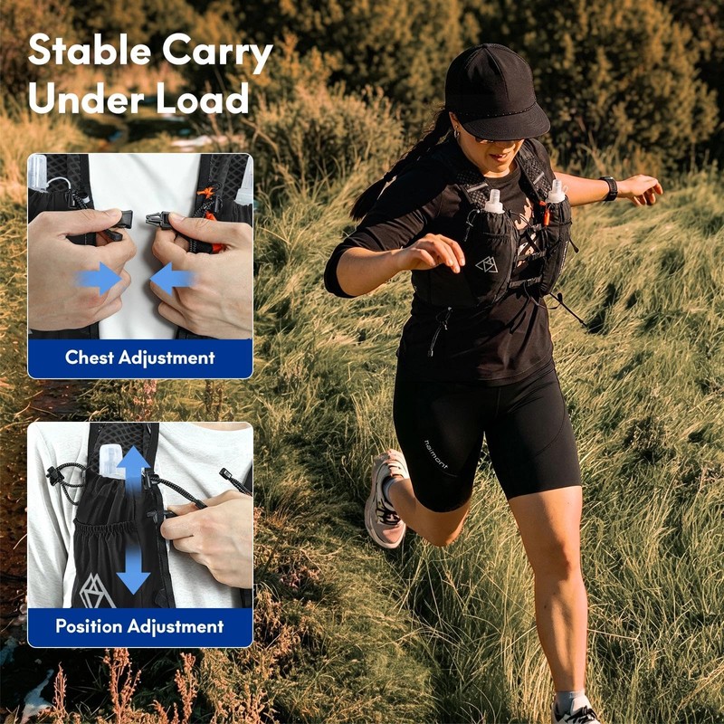 Haimont 10L Trail Running Hydration Vest with Soft Flasks Black