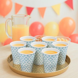 MATICAN Disposable Coffee Cups, 100-Pack 12-oz Bulk Paper Cups for Hot or Cold Drinks, Plum Blossom Harmony Cups for Office, Parties, and To-Go Use (No Lids)