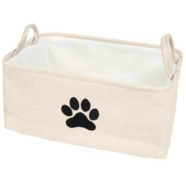 OHS Dog Toy Box Beige, Organiser Pet Dog Toy Box Storage Basket for Toys Blankets Treats Walking Grooming Collapsible Easy to Use Handles - Storage Bin