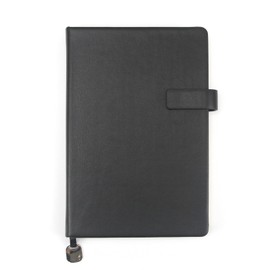 WETLOTE A5 Hard Cover Notebook with Pen Holder, Gold Edges & 180° Lay Flat - Large 5.7x8.4 Lined, Bookmark, Gift Box - Durable Journal for Office, Study, Travel - Writers, Students(Black)