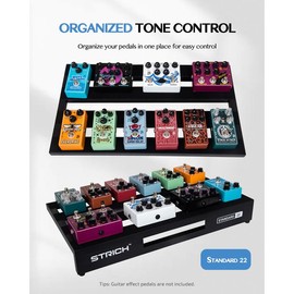 STRICH Guitar Pedal Board Aluminum Alloy 2.65lb Lightweight Effect Pedalboard 22'' x 12.5'' with Carry Bag, STANDARD 22 (Angled)