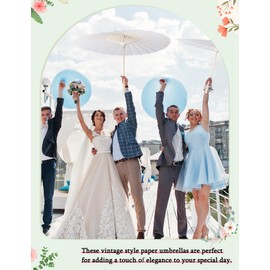 33 Inches Wedding Paper Umbrellas DIY Painting Umbrellas Crafts Decorative Chinese Japanese Oiled Paper Vintage Parasol for Wedding Bridal Party Décor (White, 1PCS)