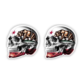 Set of 2 Stickers Skull Star Bear California Decal United States for Car Truck Window Laptop Bumper US (6")