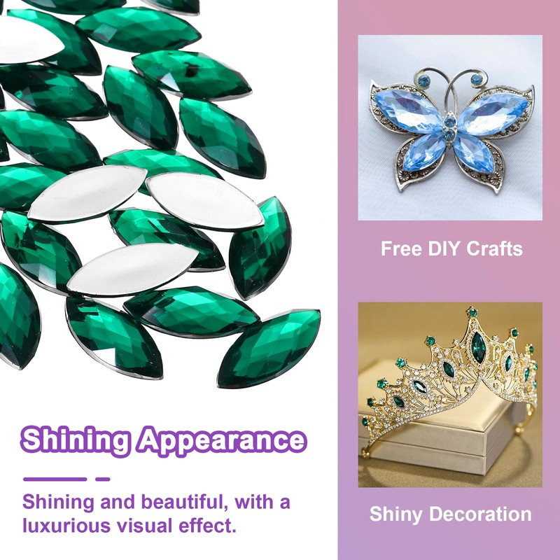 sourcing map 50 Pcs Acrylic Horse Eye Gems, Dark Green