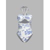 CIDER One Piece Swimsuit Women Floral Halter Cutout High Cut