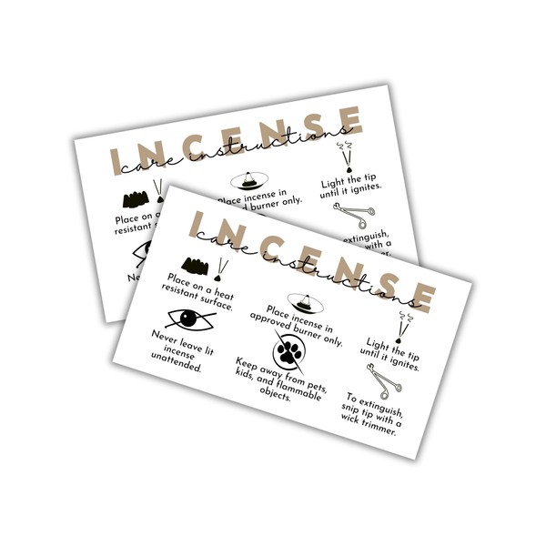 Incense Care Instruction Cards | 50pk 2x3.5” Client Minimalist How