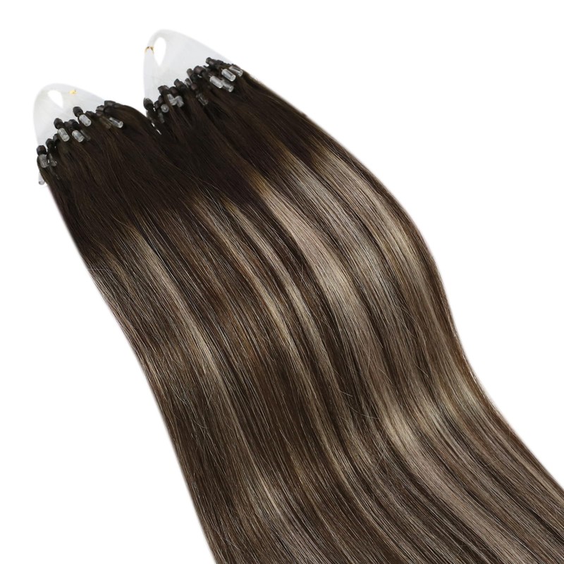 Ugeat Real Hair Extensions, Bonded Micro Ring, Microlink Extensions, Balayage