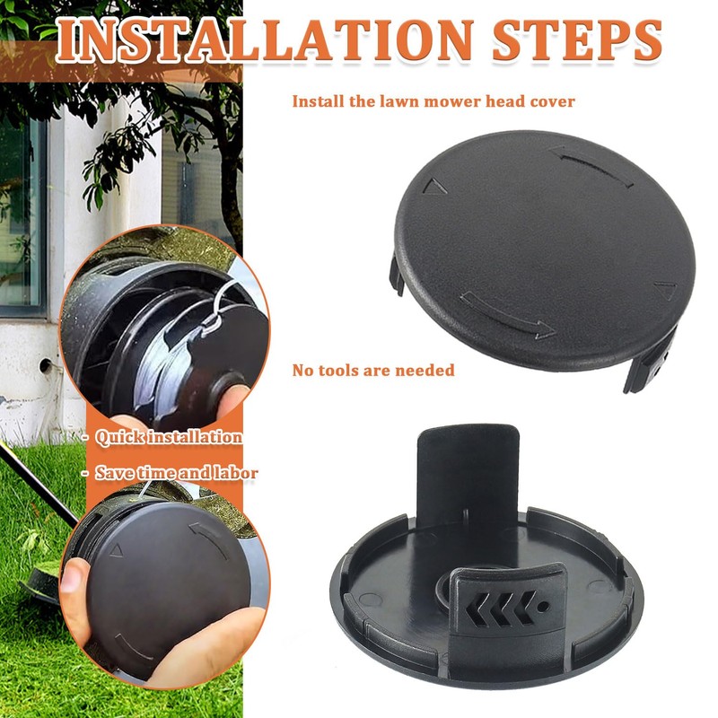 JAMHER Pack of 2 Lawn Trimmer Spool Cap, Cordless Lawnmower
