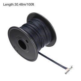 Rebower 100ft PET Expandable Wire Loom 1/4 Inch, PET Braided Wire Sleeving Cable Management Sleeve Tubing [for Audio Video Home Office Cord Protector]-Black Blue