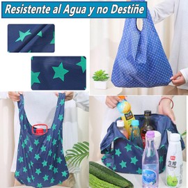 12-Pack Bolsas Ecológicas, Bolsa de Compras Portátil Reutilizable, Bolsas de Supermercado Plegables Durable Impermeables Verduras y Despensa Paquete de Compra Ligeras Practicas para Compras Camping