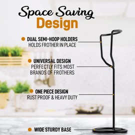 Zulay Kitchen Ultra Frother Stand for Milk Frothers - Heavy Duty, Rust Resistant Premium Milk Frother Holder for Multiple Types of Handheld Frothers (Black)