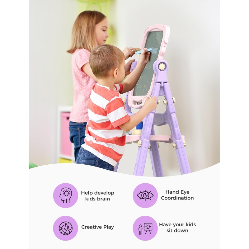 YOHOOLYO Kids Easel Standing Art Easel for Kids, Double Sided