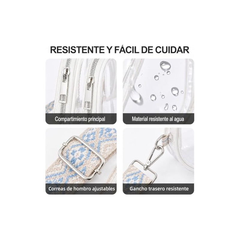 Bolso Transparente TPU Bandolera para Estadios, Blanco