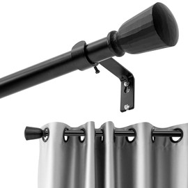 Enruiming Black Curtain Rods for Window 72 to 144 Inches (6-12ft),1 Inch Adjustable Telescoping Curtain Rod, Heavy Duty Decorative Window Drapery Rods Set with Brackets for Bedroom, Living Room