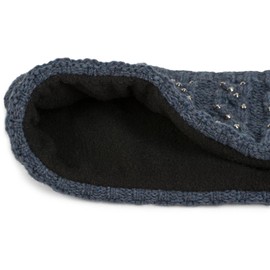 styleBREAKER Headband With Plait Pattern and Rhinestones, Soft Fleece Lining, Hairband, Headband, Ladies 04026001, Color Blue