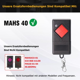 Ersatz für Dickert Handsender 40,685 mhz, 2er Pack fernbedienung garagentor 4 Kanal, Kompatibel mit Dicket MAHS40-01, MAHS40-04