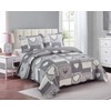 Brilliant Sunshine Grey Heart Love Patchwork, 3-Piece Quilt Set, Reversible