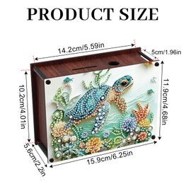 MVVMTOP Diamond Painting Kit Piggy Bank, DIY Turtle Wooden Money Storage Box Diamond Art Special Shape Partial Mosaic, Home Ornaments for Handicraft Enthusiasts Festival or Birthday Creative Gifts