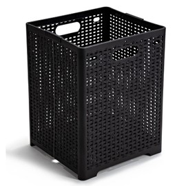 Eslite 42L Collapsible Plastic Laundry Baskets,Foldable Laundry Hamper,Pack of 2 (Black)