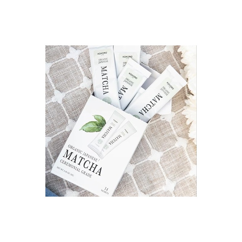 Matcha Ceremonial Orgánico en Sticks KOKORO LIFE 14 Sobres Individuales,