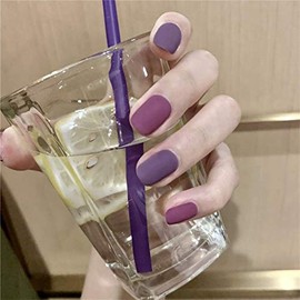 24pcs/set Press On Nails Short Matte False Nail Tips Full Cover Square Round Head Fake Nails For Women French Press On Nails Salon Home
