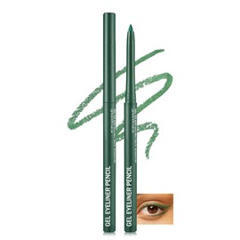 Green Glitter Gel Eyeliner Pencil Waterproof, Metallic Retractable Cream Smooth Eye Liner Pencils, Long Lasting Waterline Hypoallergenic Precision Eyeliner Pencil, Highly Pigmented Makeup for Women-04