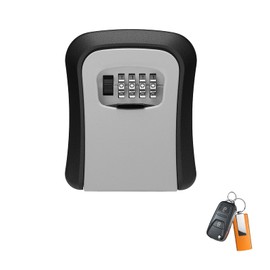 aqlbhz Key Safe Wall Mounted Key Lock Box OOutdoor 93 X 110 X 40 Mm 4 Digit Combination Key Box Key Safe Wall Mounted Police Approved Key Boxes Wall Mounted for Home Office Industries Vehicles（Black）