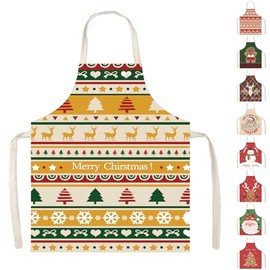 POPOYU Christmas Apron,65x75cm Christmas Cartoon Kitchen Apron for Women Men,Waterproof Adjustable Yellow Christmas Tree Xmas Aprons,Christmas Kitchen Decor Gift for Cooking Chef,Bakers,Xmas Party