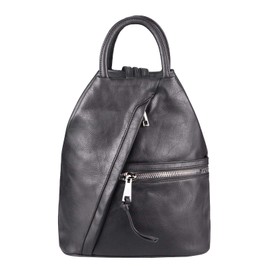 ITALYSHOP24.COM OBC Women's Backpack Shoulder Bag Leather Look Daypack Backpack Handbag Daypack City Backpack, black, Rucksack