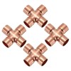 PATIKIL 5/8"(16mm) Copper Cross Pipe Fitting, 3 Pcs 4 Way
