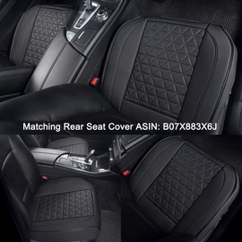 Black Panther 1 Pair Luxury Faux Leather Car Seat Covers Front Bottom Seat Cushion Covers, Anti-Slip and Wrap Around The Bottom, Fit 95% of Vehicles - Black