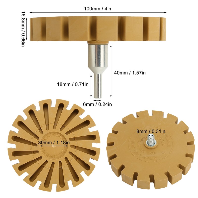 4in Removing Rubber Eraser Wheel Round Fan Blade Electric Hand